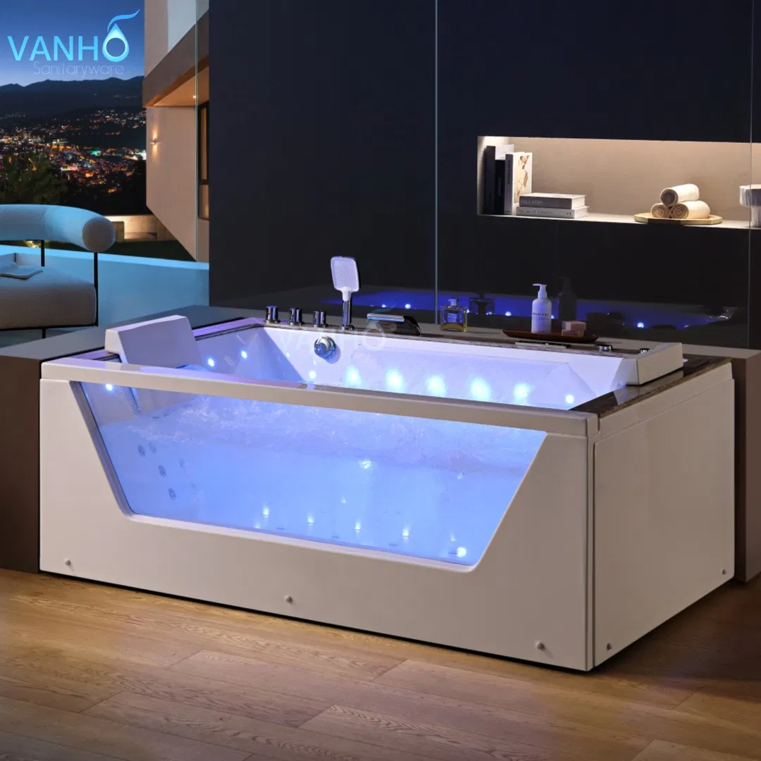 Угловая акриловая ванна для двоих с гидромассажем