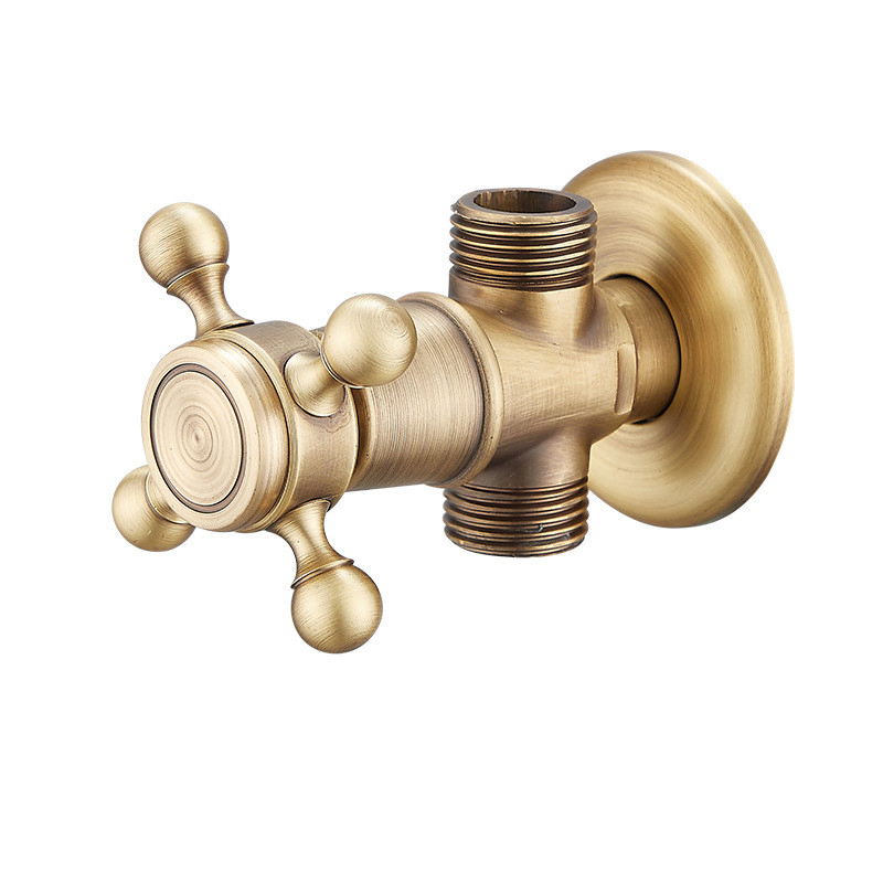 Antique European Style Gold Plated Brass Angle Valve with Cross Handle