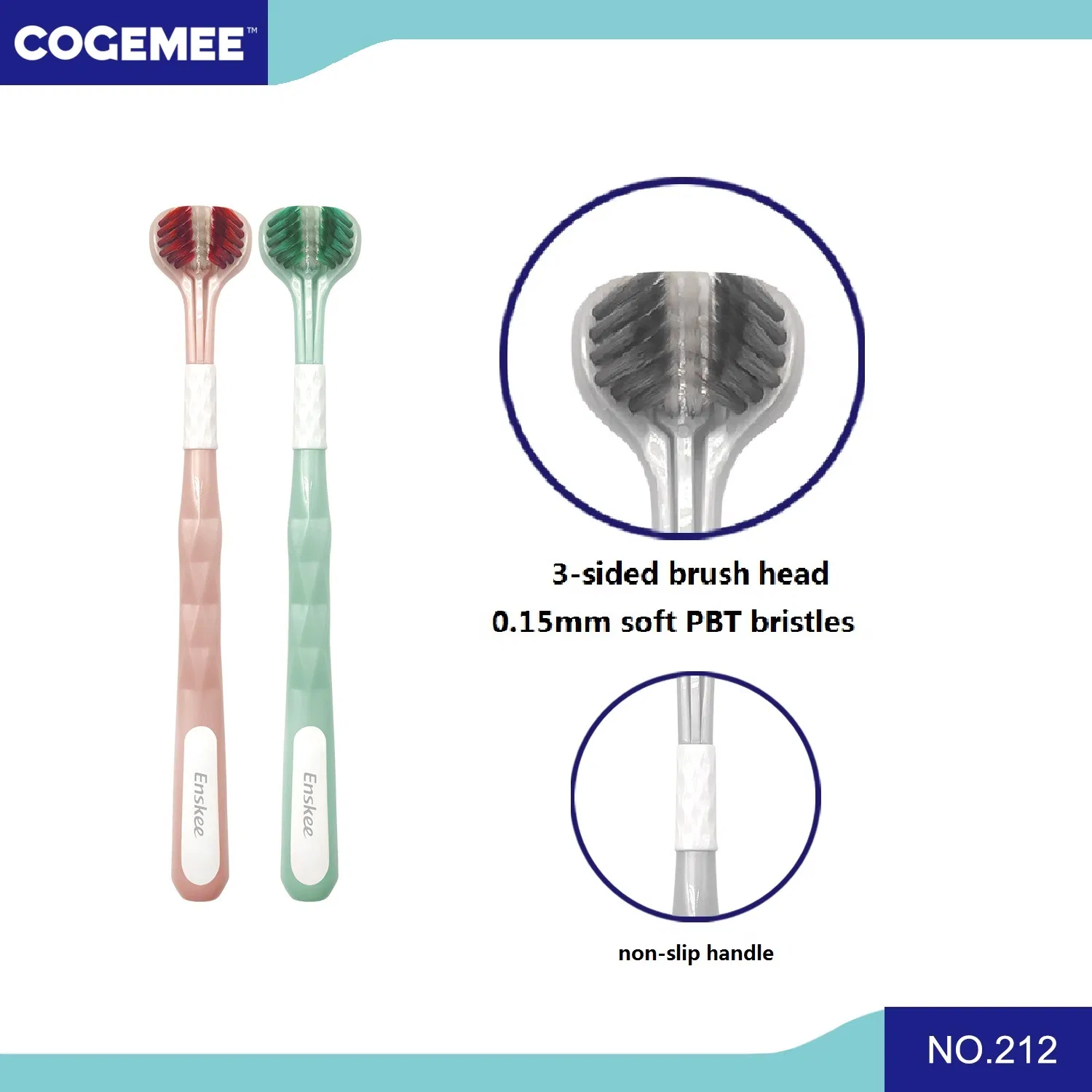 0.15mm Color PBT Soft Bristles Toothbrush 3D Three-Sided Brush