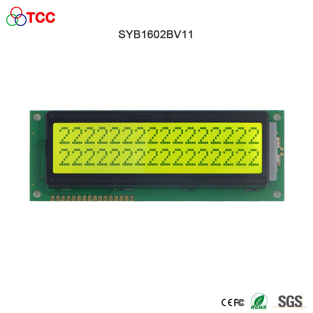 ЖК-модуль SYB1602BV11-1, 16x2, желто-зеленый