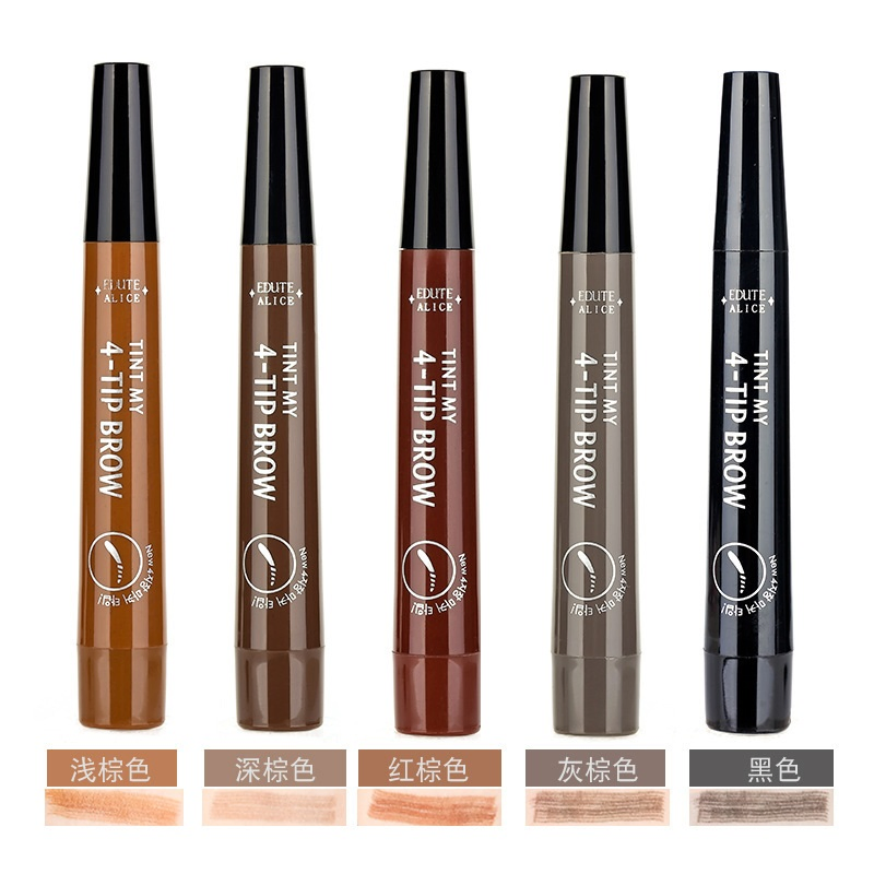 Ep01four-Brow Pencil Liquid Brow Pencil Imitation Wild Waterproof Waterproof Anti-Perspiration Dye 4 Cross-Border Beautiful Color Makeup Explosion Manufacturers
