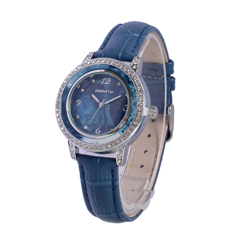 Curren Fashion Ladies Watch with Marble Dial Diamonds Bezel Leather Strap Custom Logo Private Label Watch Timepiece
