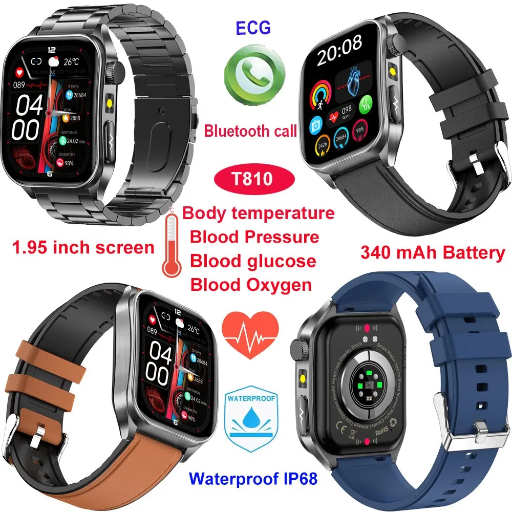 Умные часы T810 с измерением давления, ЭКГ и лазерной терапией