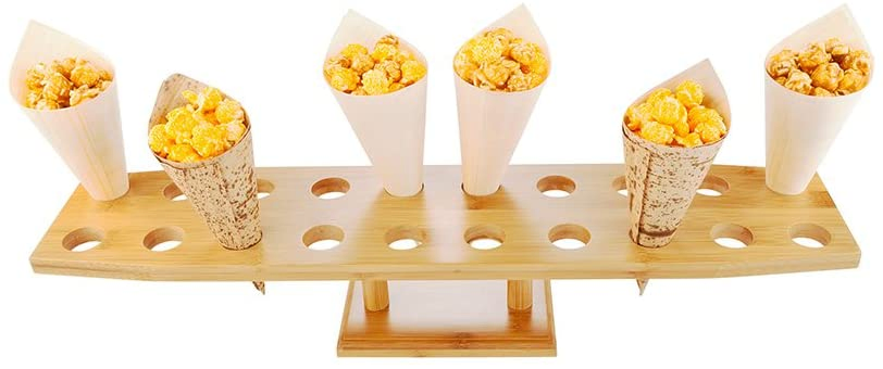 Elegant Bamboo Sushi Roll and Cone Display Stand for Events