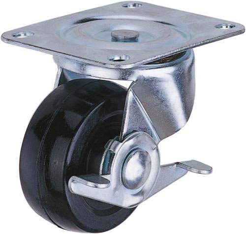 Fix Castor Top Plate Solid Rubber Wheel with Plain Bearing