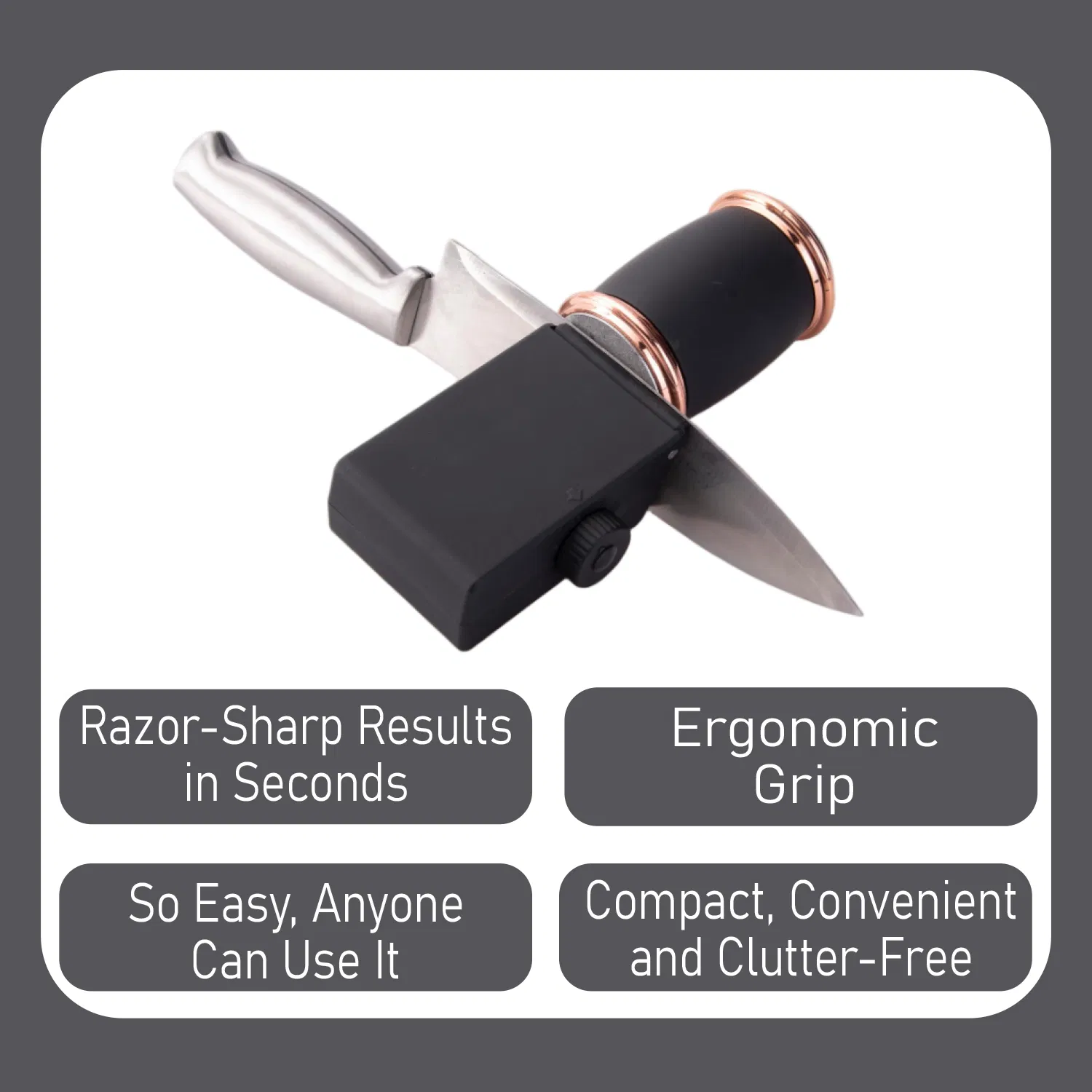 Dual Sharpening Head Knife Sharpener 5 Angle Adjustable 14-30 Degree Easy-Slide Compact-Tool