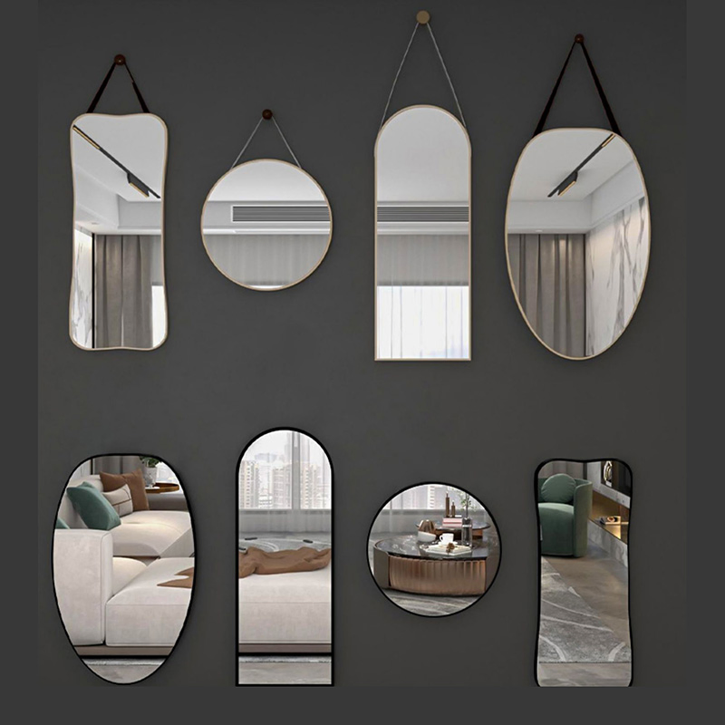 Light Luxury Special-Shaped Design Sense Full-Body Mirror Wall-Mounted Dressing Mirror Hanging Wall Home Bedroom Hanging Door Fitting Mirror Decoration
