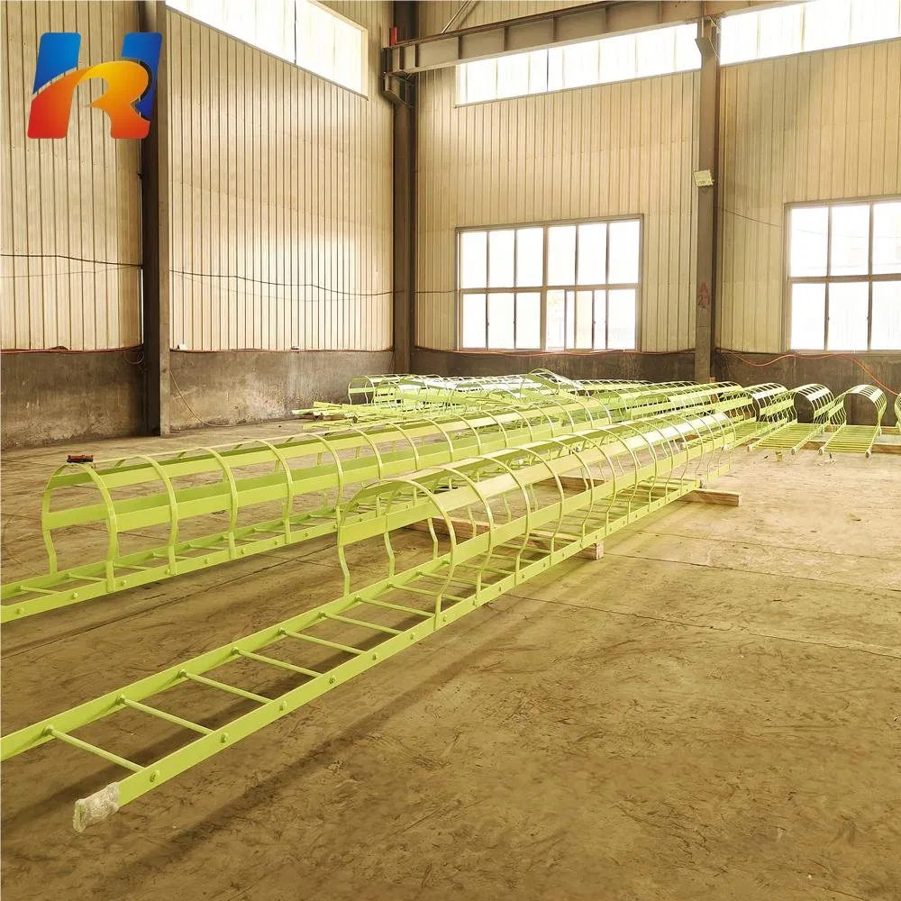 Industrial Outdoor Vertical Cage Ladders Aluminum Material Safety Cat Cage Step Ladder for Fire Escape Access