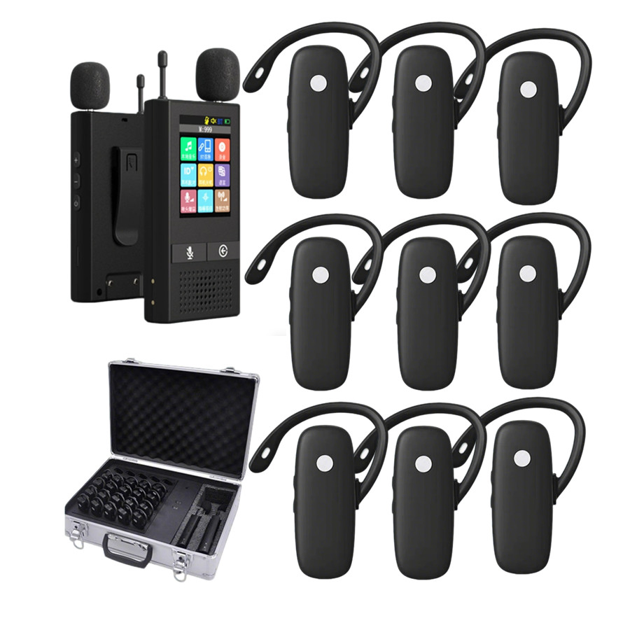 Touch Screen Transmitter Wireless Tour Guide System Receiver Headphone 2.4G
