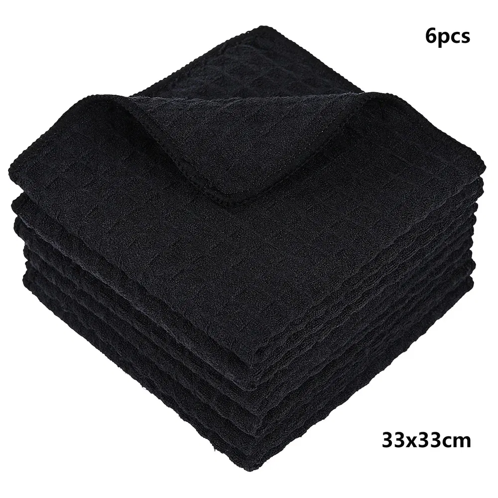 Microfiber Towel Soft Absorbent Dishcloth Kitchen Dish Rag Breathable Face Wash Towel Household Cleaning Cloth Wash Cloth Black&White