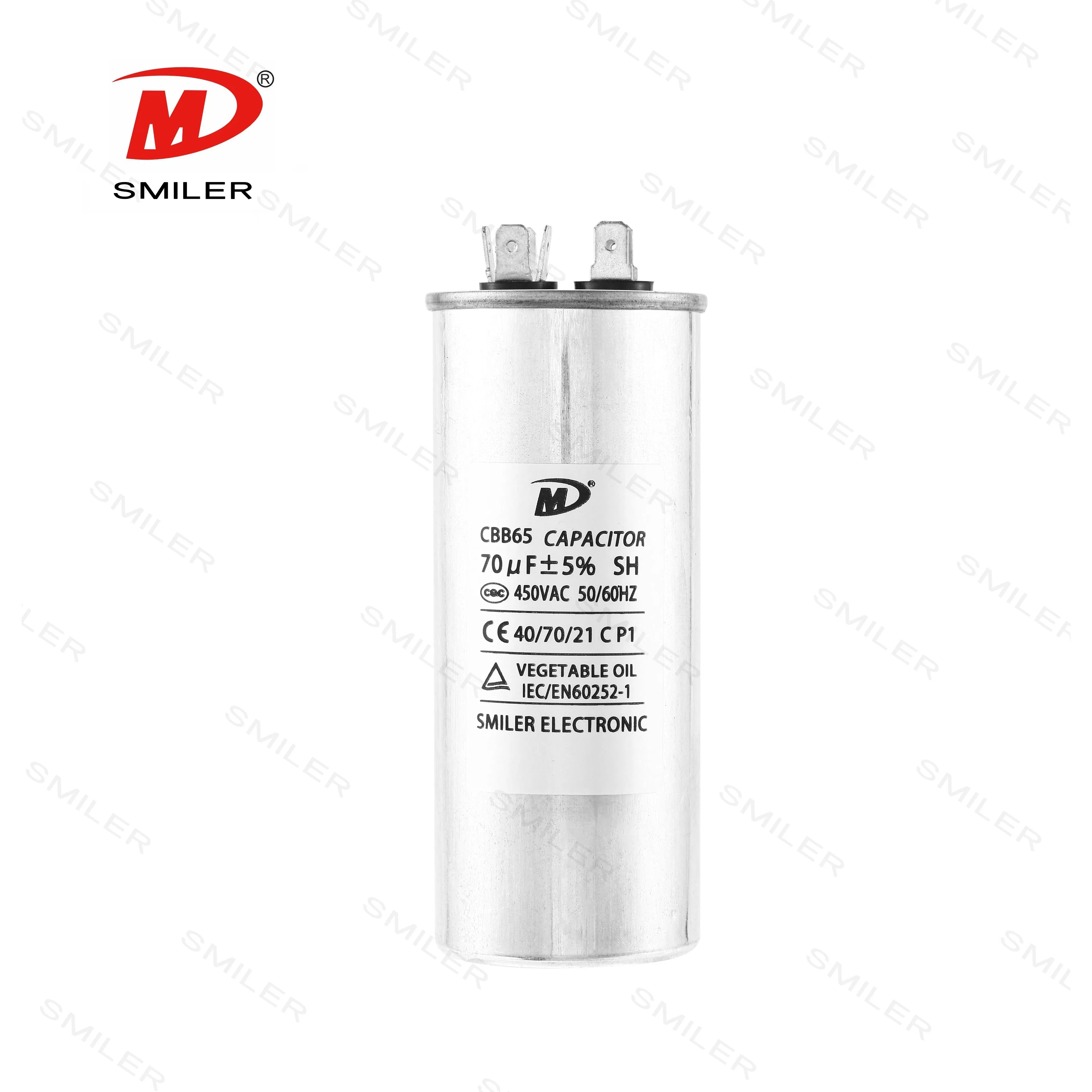 Smiler Cbb65 Sh Capacitor 40 70 21 Air Conditioner Parts Cbb65 AC Motor Run Capacitor Smiler