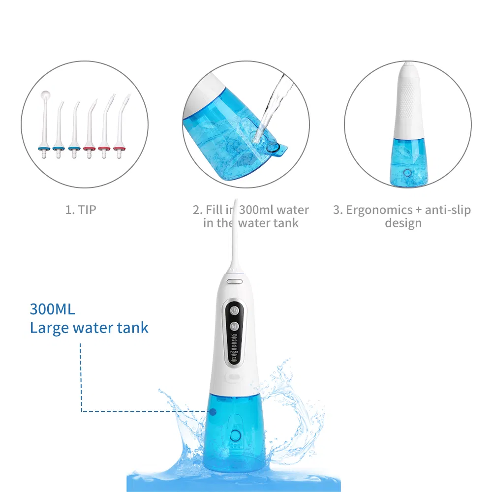 Portable Household Electric Dental Water Flosser Cordless Teeth Cleaning Flosser with FDA