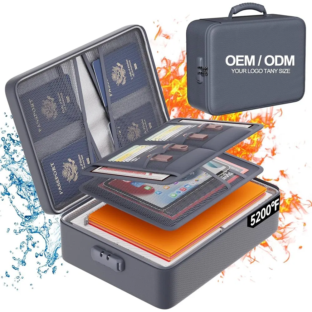 5200° F Fireproof Waterproof Document Organizer with Lock and File Layers