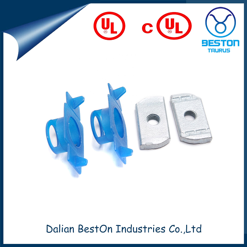 Dalian Beston China Long Spring Type Channel Nut Manufacture M6 M8 M10 M12 1/4" to 7/8 Channel Spring Nut Sample Available Channel Nut with Blue Plastic Wing