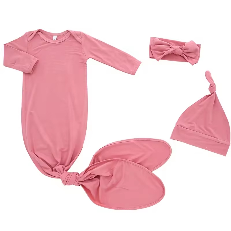 Sleep Bags & Single Knot Hat Set Bamboo Newborn Baby Sleeping Gown