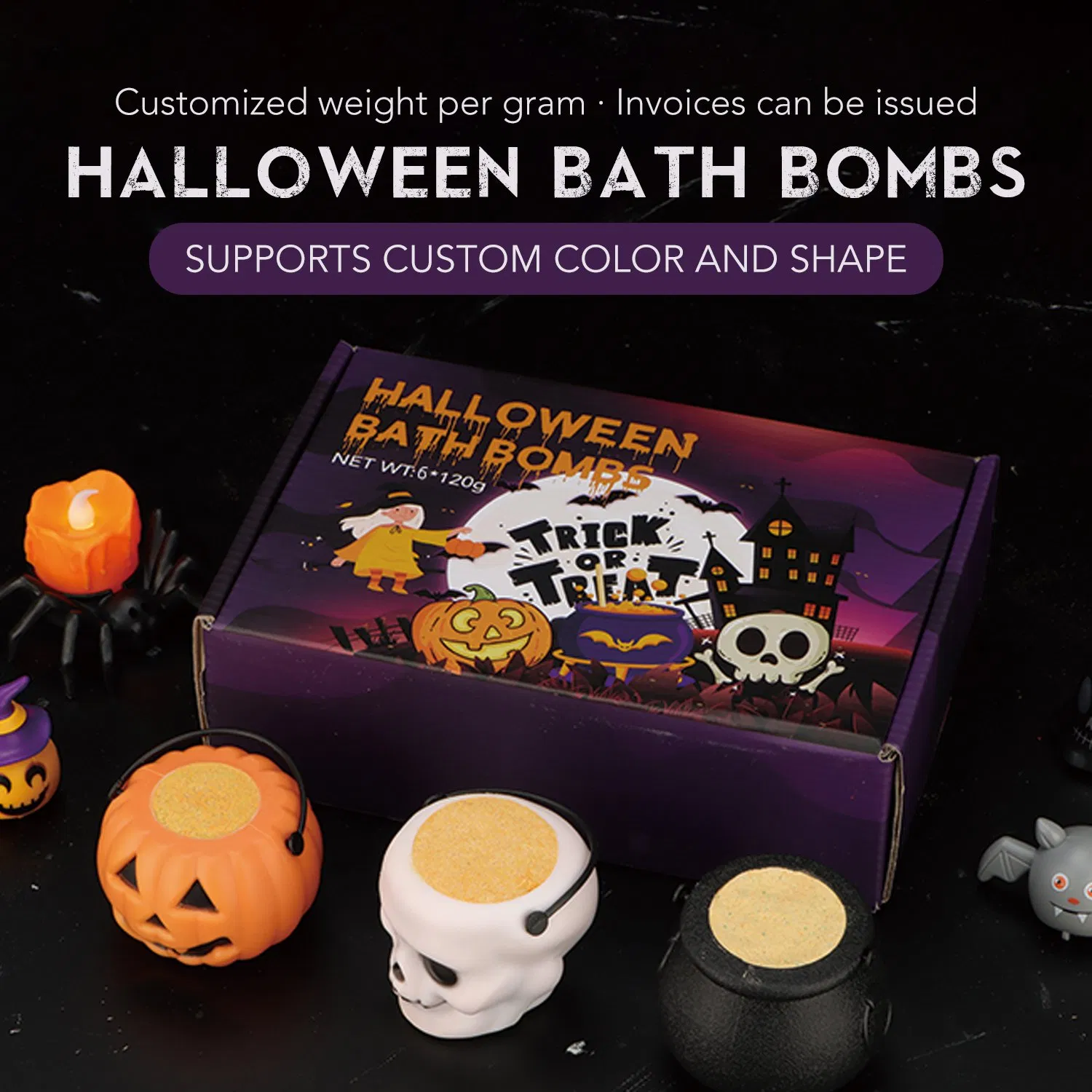 Spooky Skull Pumpkin Bath Bombs for a Halloween Soak for Kids