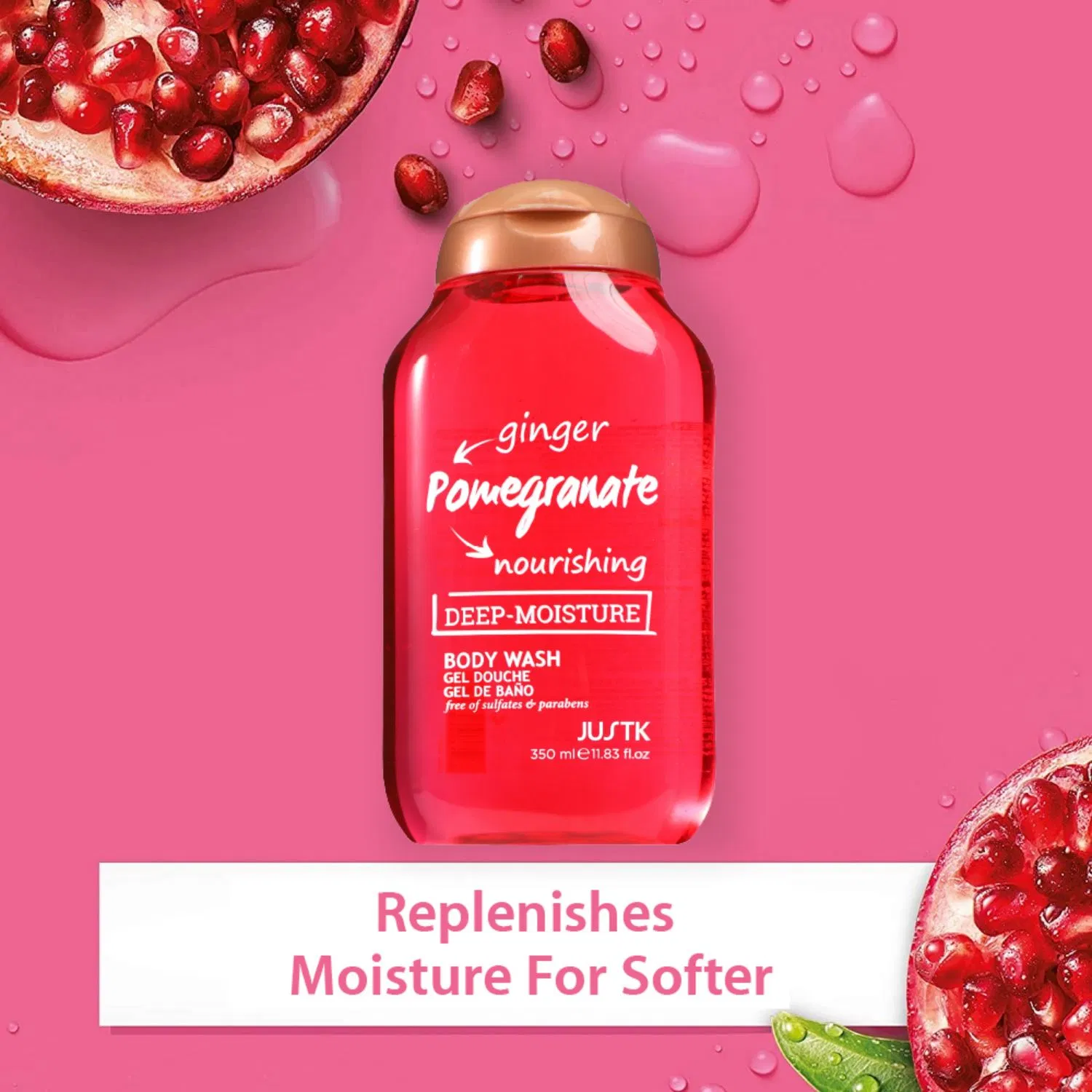 Justk Ginger & Pomegranate Nourishing Deep-Moisture Body Wash Shower Gel