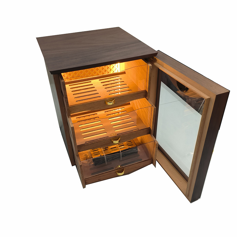 Handmade Custom Matte Paint Spanish Cedar Wood Gift Box with Lamp Cigar Moisturizing Box Inside