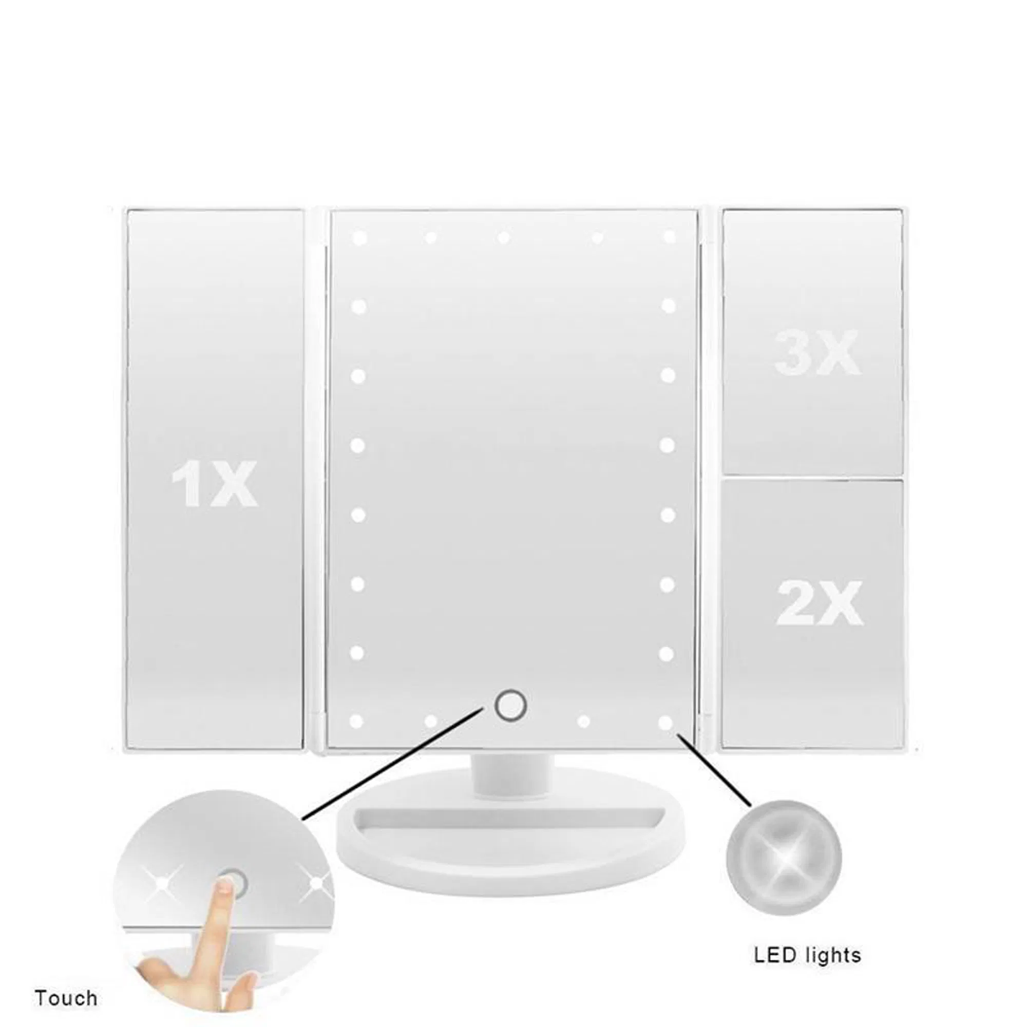 21 LED Lights Touch Screen and 3X/2X/1X Magnification Modes Make up Lighted Vanity Mirror