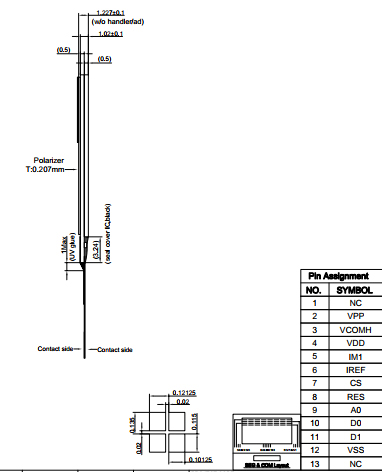 Белый OLED-дисплей 0.78 дюйма, разрешение 80x128