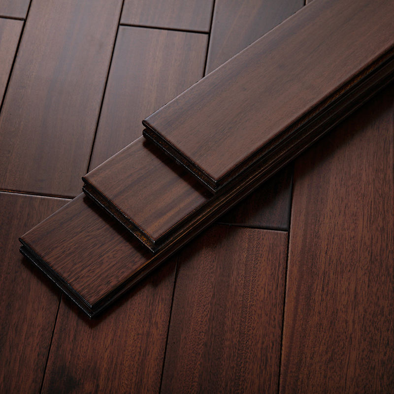 Dark Walnut Color Solid Wood Flooring Wire Smooth Modern Hardwood Floor