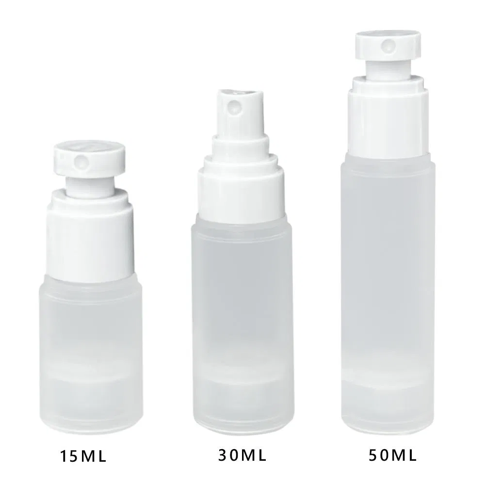 Popular Cosmetic Spray Packaging Matte White 15ml 30ml 50ml Round Custom Logo Airless Pump Spray Cream Bottle