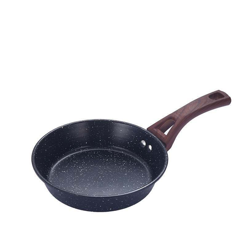 Wooden Handle Flat Bottom Non-Stick Pan Household Multifunctional Cookware Zihe Kitchen