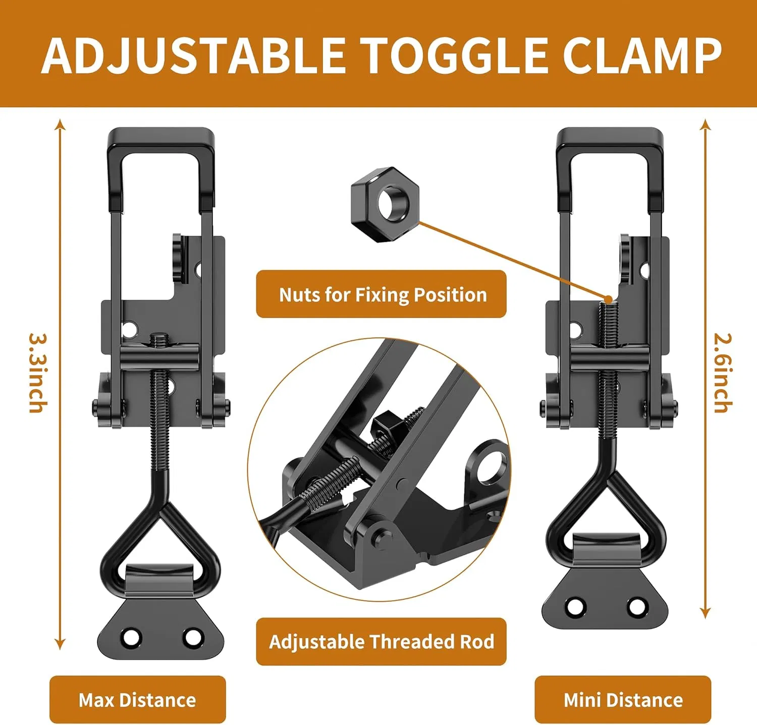 Heavy Duty Adjustable Toggle Clamp Latch for Smoker Boxes