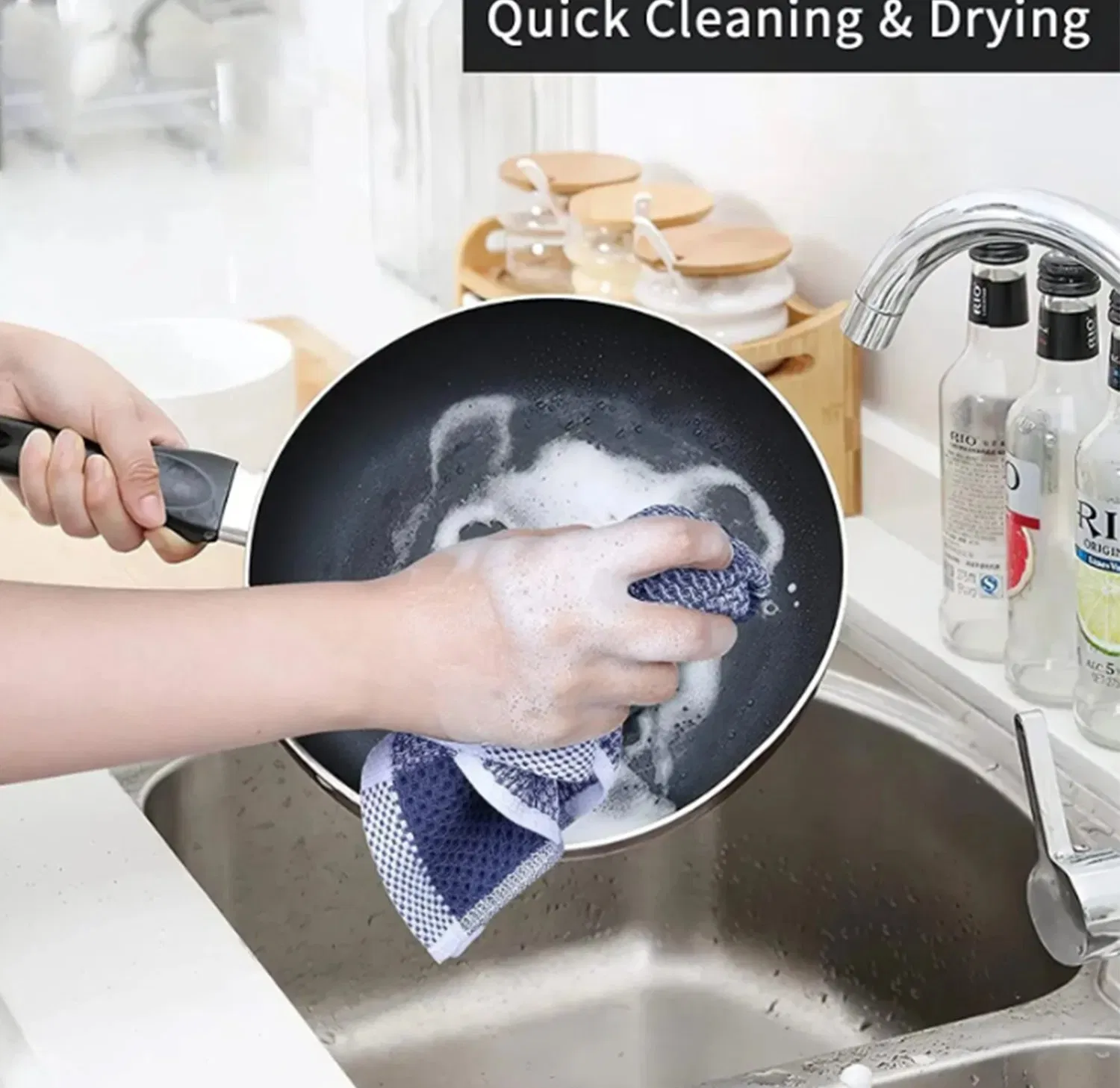 Cotton Dishcloth Towel, 100% Cotton Cloth Soft and Absorbent Checkered Dish Towels, Quick Drying Dish Rags