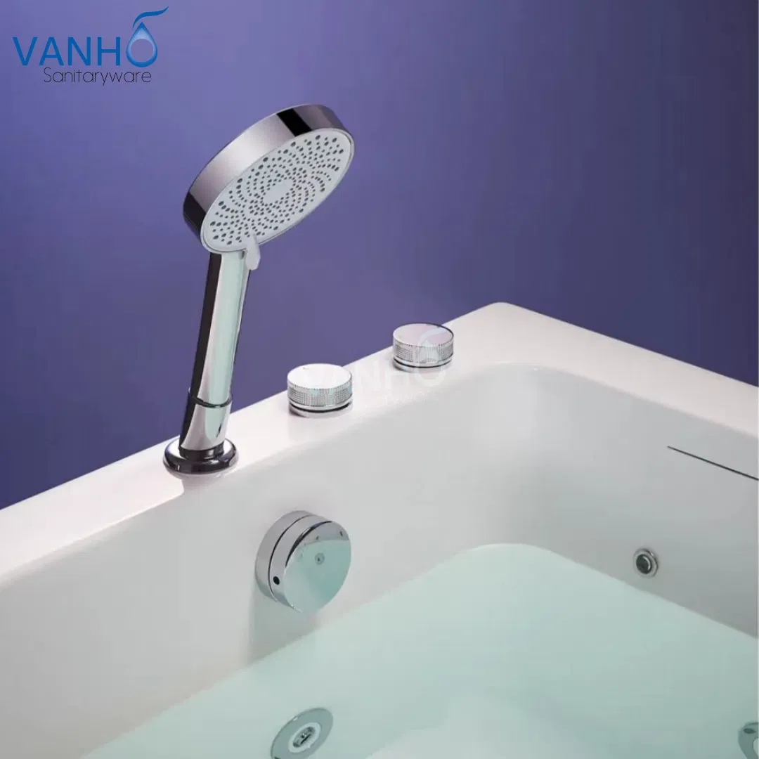 Угловая акриловая ванна с гидромассажем и LED-подсветкой