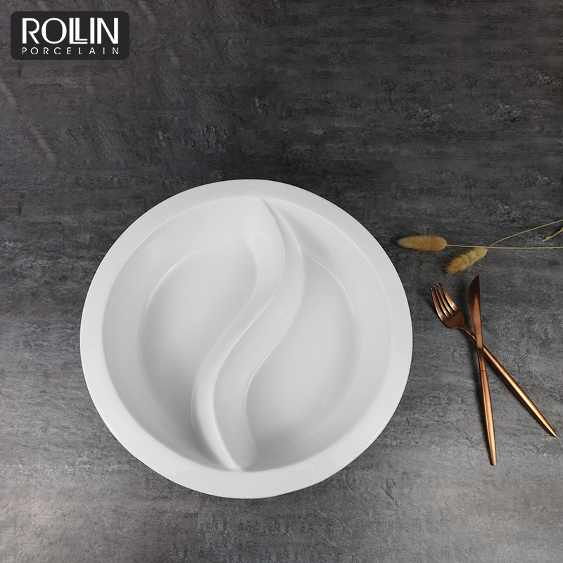 High Quality Divided Round Deep Buffet Ceramic Plates