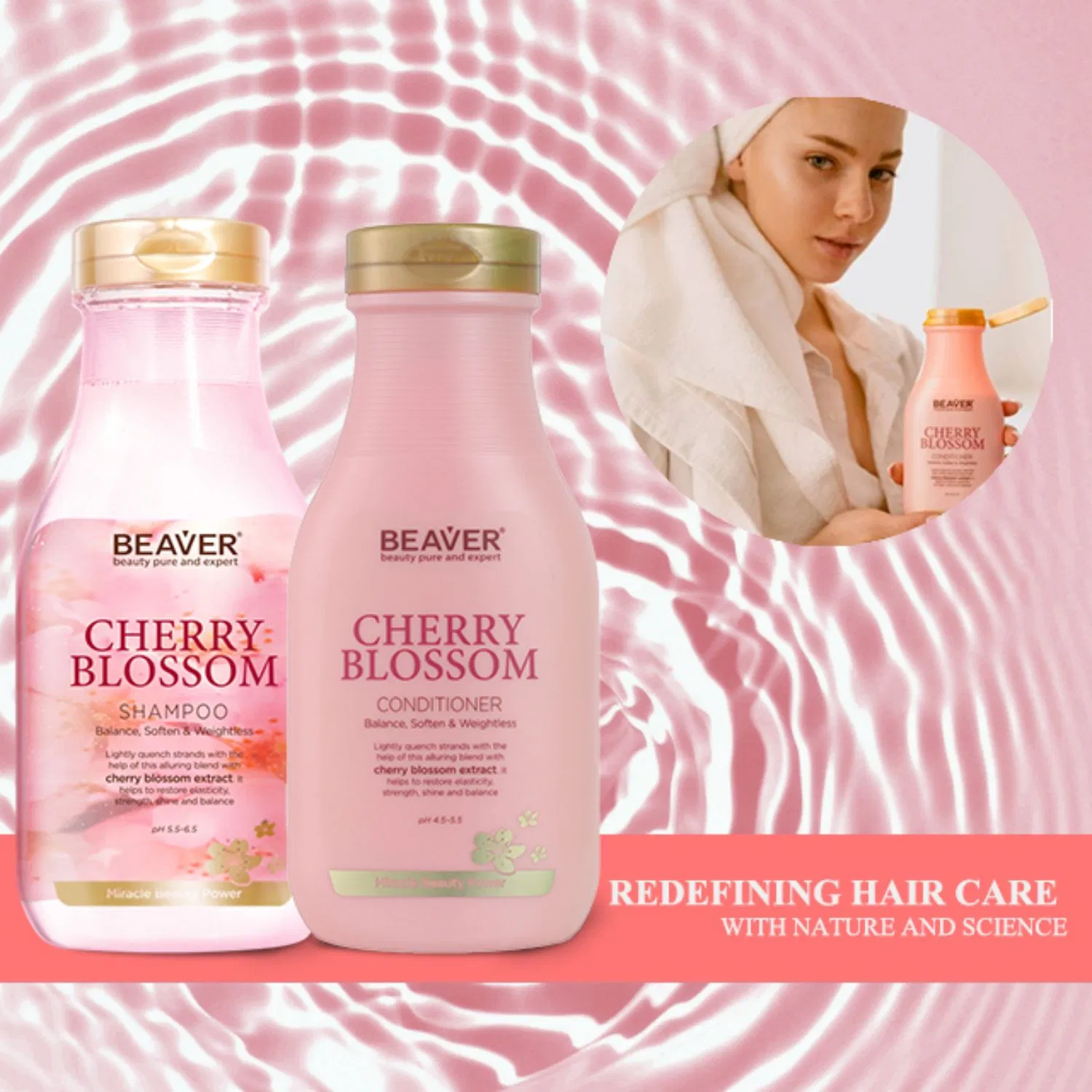 Beaver Cherry Blossom Hair Shampoo and Conditioner for Greasy or Oily Hair