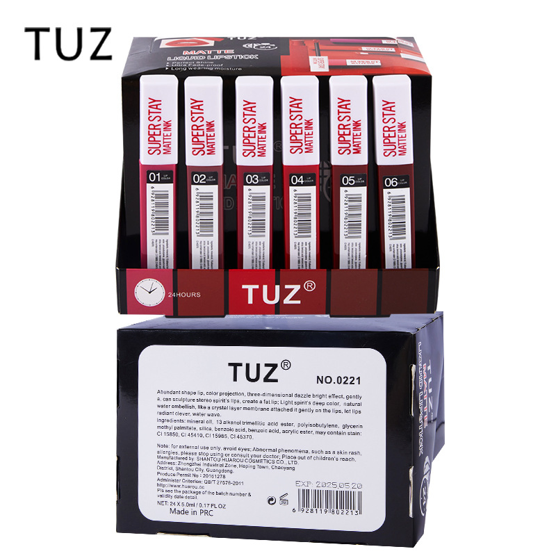 Tuz Non Stick Cup Long Lasting Non Fading Lip Gloss Show Box Liquid Lipstick