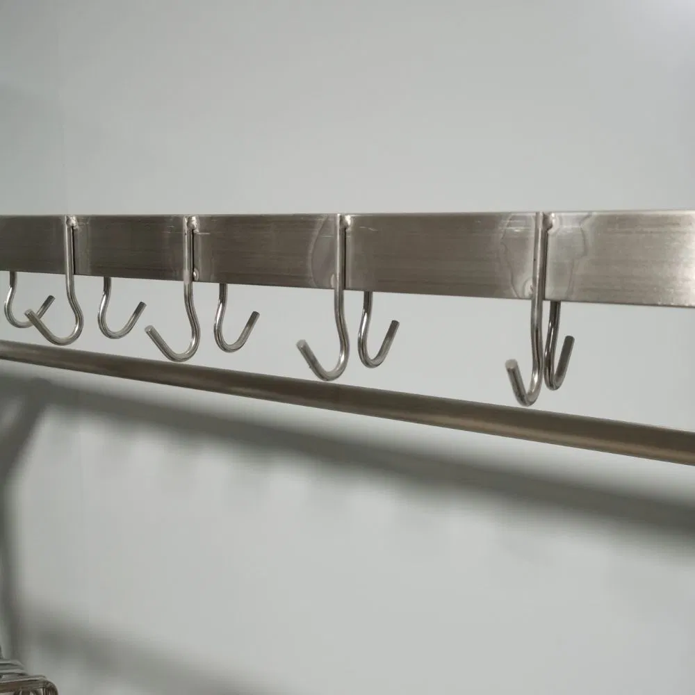 Double Sided Garment Rack 20 30 40 Stainless Steel Hooks Industrial Clothing Display Stand Heavy Duty