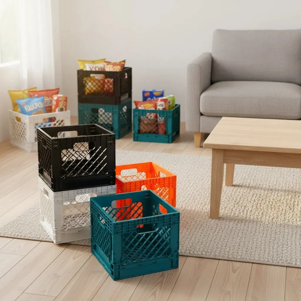 Foldable Stackable Collapsible Lightweight Eco-Friendly Plastic Crate HS-1884 Multi-Function