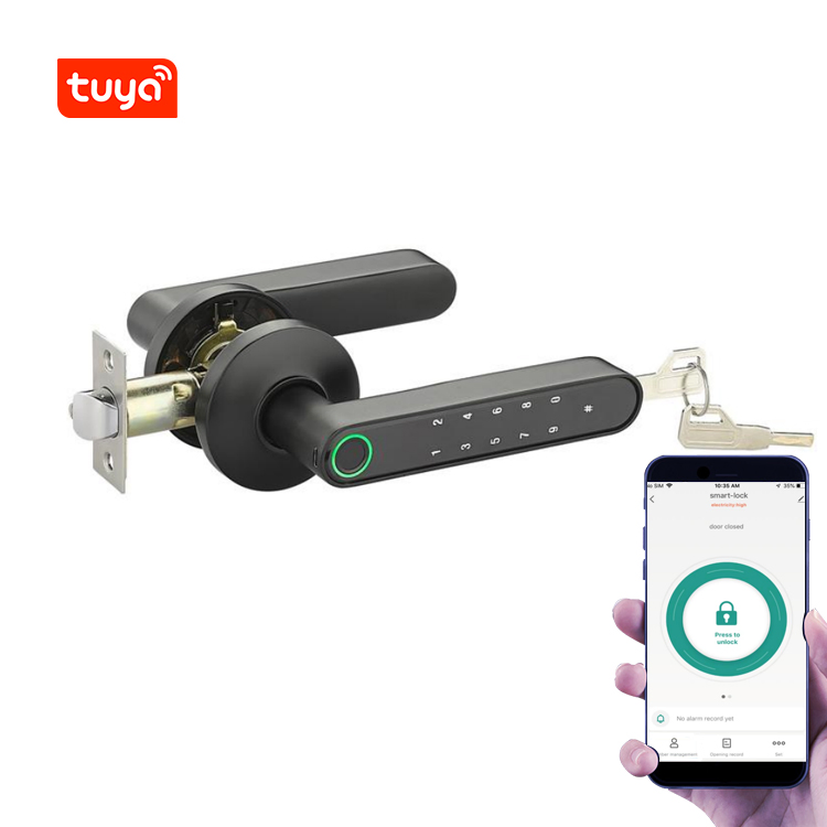 Leelen Cerradura Inteligente Con Huella Dactilar Tuya Smart Fingerprint Password Interior Door Locks and Handles for Wooden Door