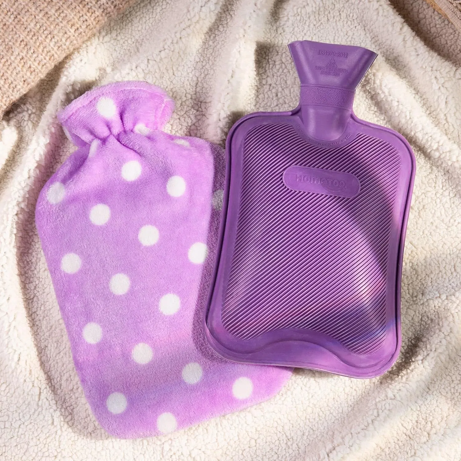Wholesale Rubber Warm Water-Filling Hot Water Bottle 1000ml Hot-Water Bag with Soft Plush Cover
