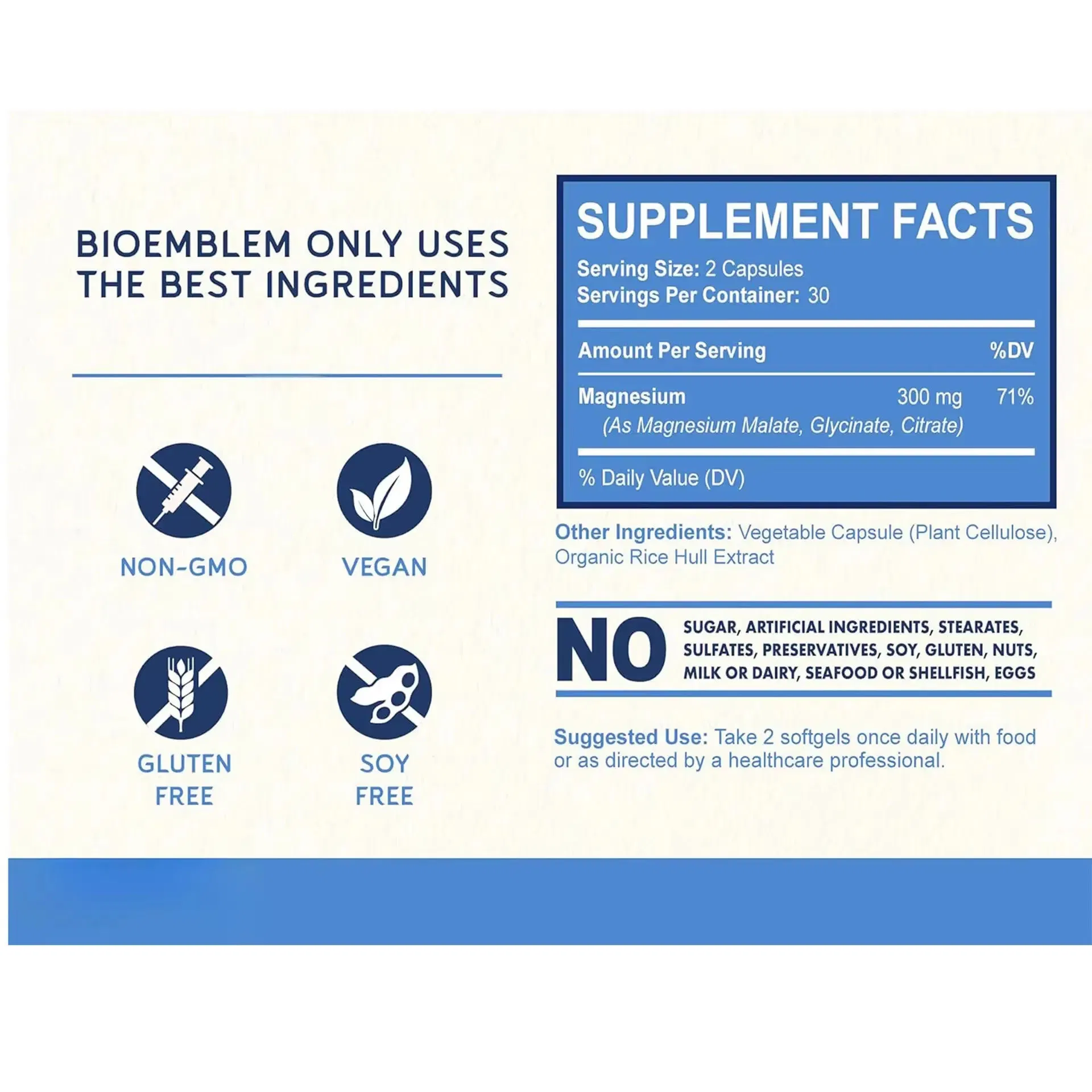 Olli OEM/ODM Vegan Triple Magnesium Complex 30omg Magnesium Glycinate Malate Citrate Capsules Relax Magnesium Capsules