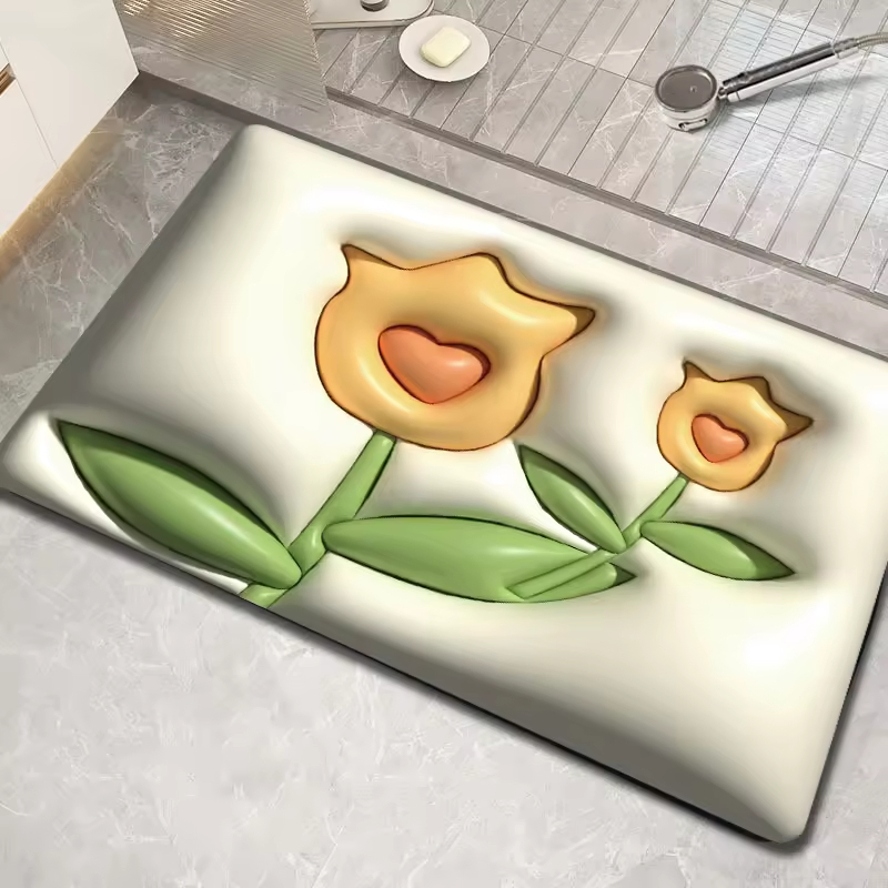 Wholesale 3D Printing Bath Mat Custom Diatom Bathroom Floor Mat Diatomite Bath Mat