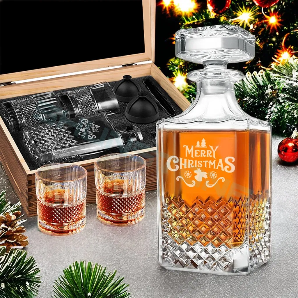 Shunstone Custom Engraved Whiskey Decanter Set Personalized Whiskey Christmas Promotion Barware Gift Set for Whiskey Lover