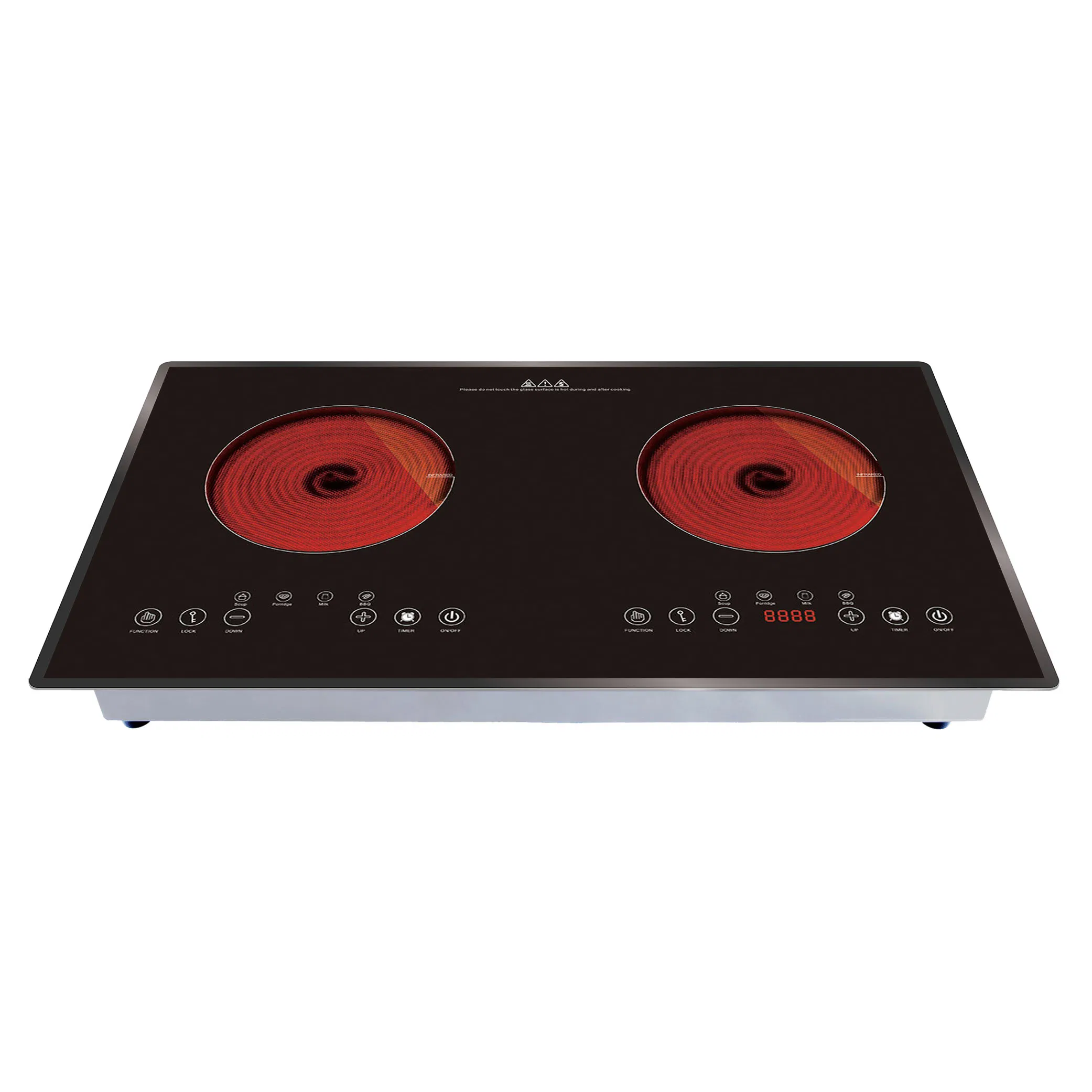 Built-in or tabletop soft touch double infrared cooker