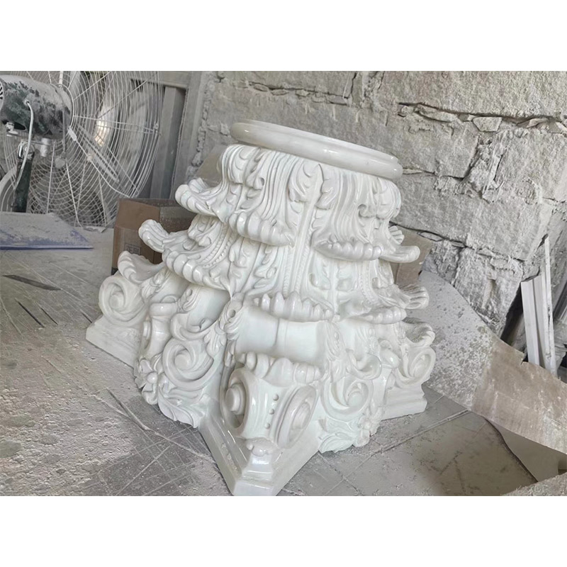 Белая мраморная колонна для интерьера, резная