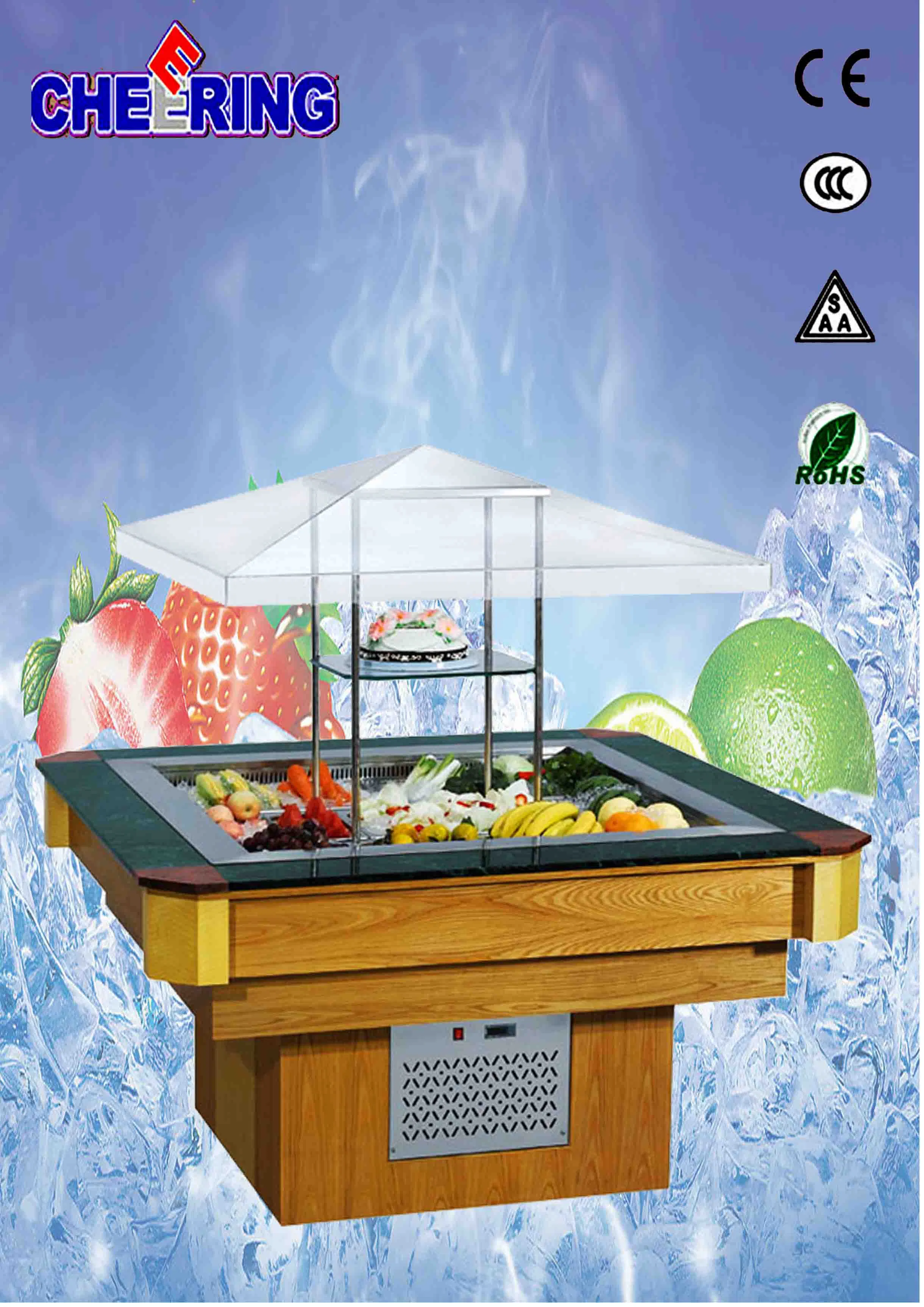 Cheering Catering Equipment Commercial Square Lift Salad Bar Freezer with Ce (E-P18502L8)