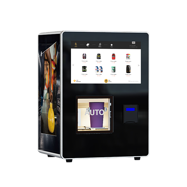 Desktop Protein Shake Powder Coffee Vending Machine Self-Service Beverage Vending with 18.5-Inch Touch Screen for Gym Fitness with Independent Stirring System