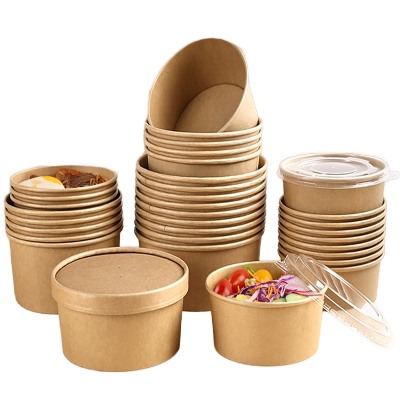 Recycled Material Kraft Paper Salad Bowl for Eco-Friendly Food Presentation