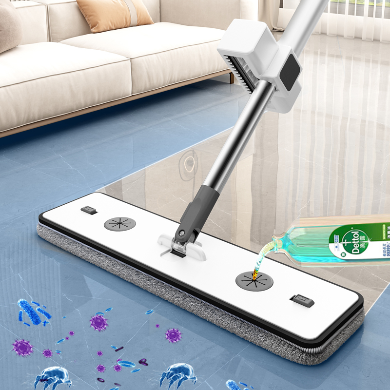 Wet Dry Use Flat Mop Self Wringing Design Stainless Steel Extendable Handle Mop