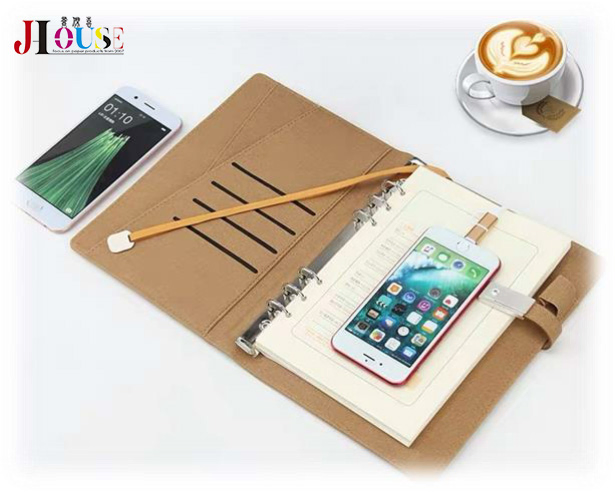 PU Leather Charging Notebook 8000mAh/10000mAh Battery and 8g/16g/32g USB Flash Drive