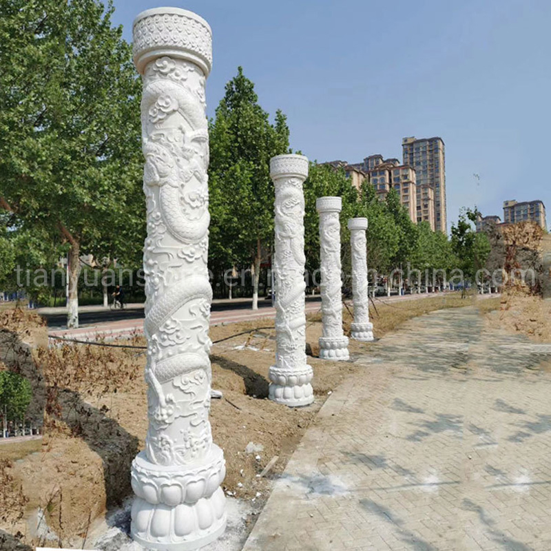 Granite Building Design Dragon Pillar Carved Chinese Dragon Column