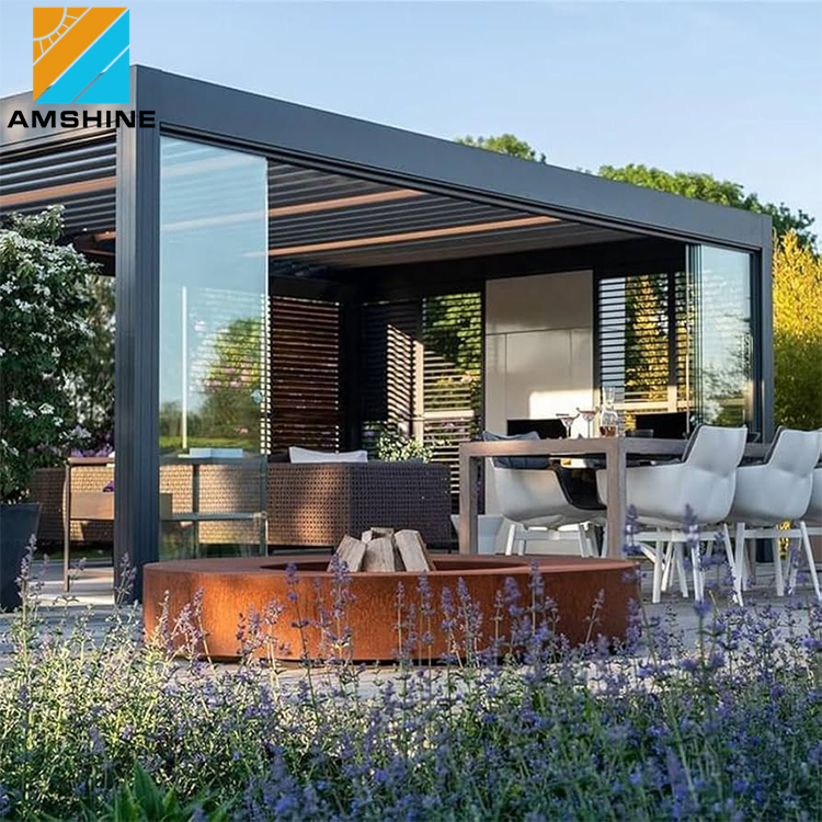 Беседка садовая закрытая с раздвижной крышей