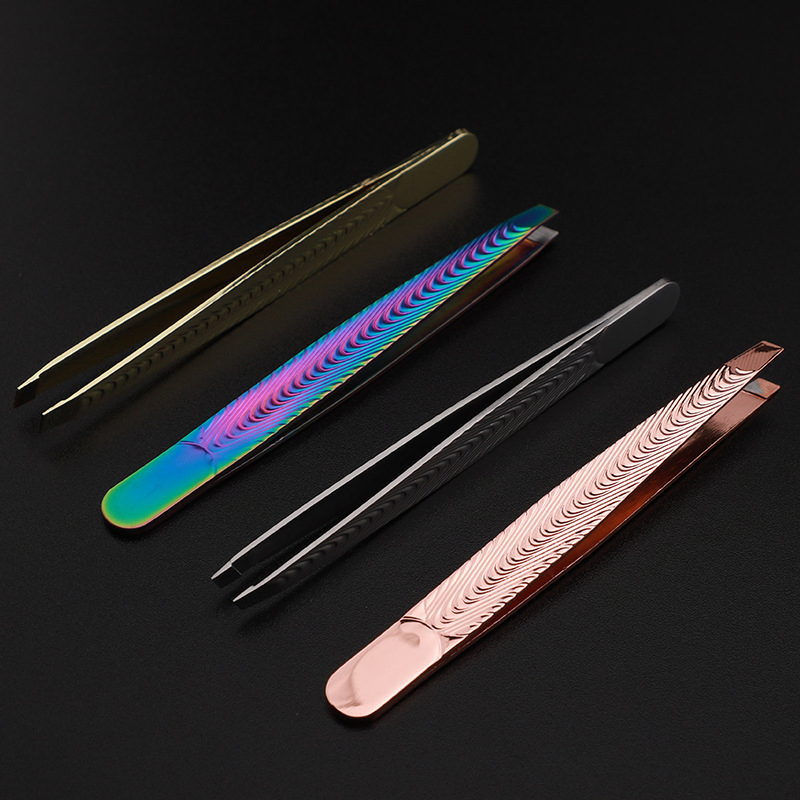 Stainless Steel Facial Hair Remover Eyebrow Precision Beauty Slant Tip Eyelash Tweezer
